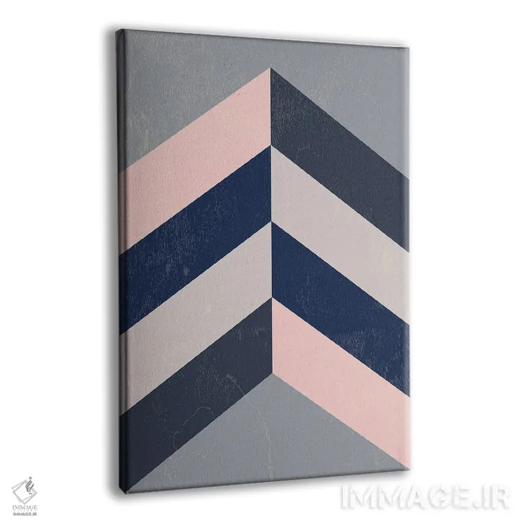 تابلو مینیمال Navy Blue And Grey,زیگزاگ رترو صورتی، سرمه ای و طوس… اثر نوردیک پرینت استودیو - نمای پرسپکتیو محصول