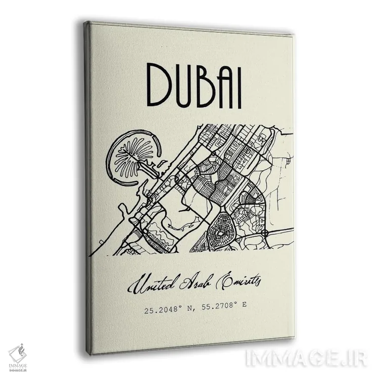 تابلو مدرن نقشه شهر دبی اثر نوردیک پرینت استودیو - نمای پرسپکتیو محصول