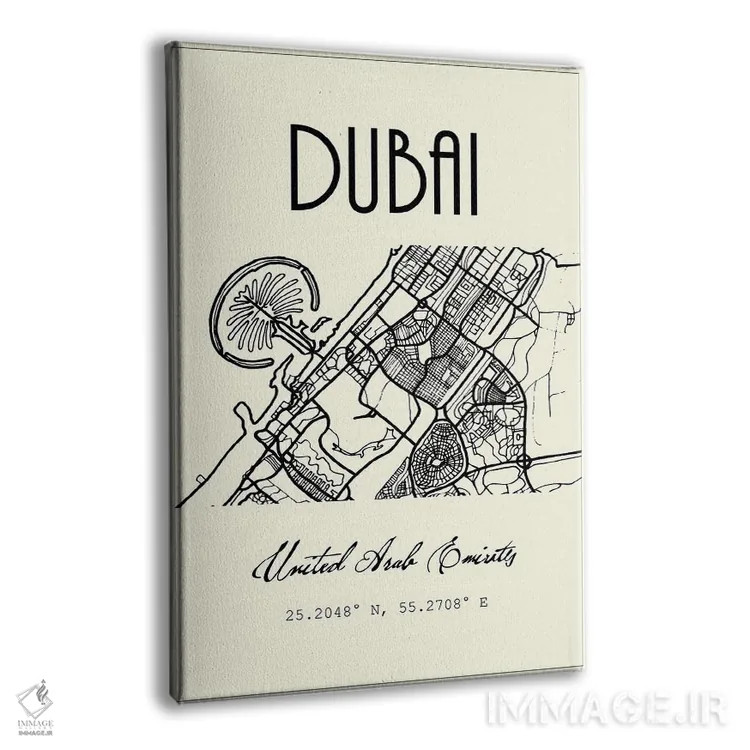 تابلو مدرن نقشه شهر دبی اثر نوردیک پرینت استودیو - نمای پرسپکتیو محصول