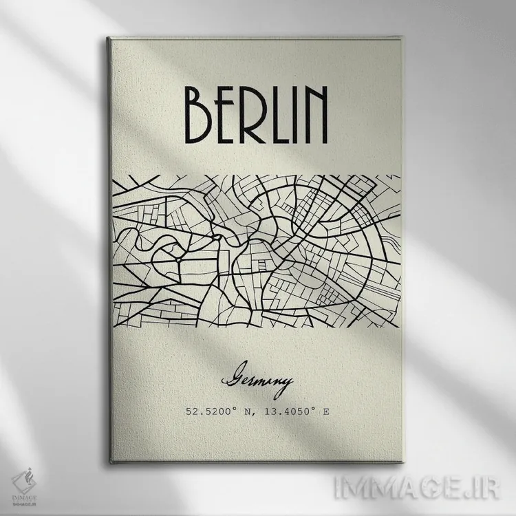 تابلو مدرن نقشه شهر برلین اثر نوردیک پرینت استودیو - نمای روبهرو روی دیوار