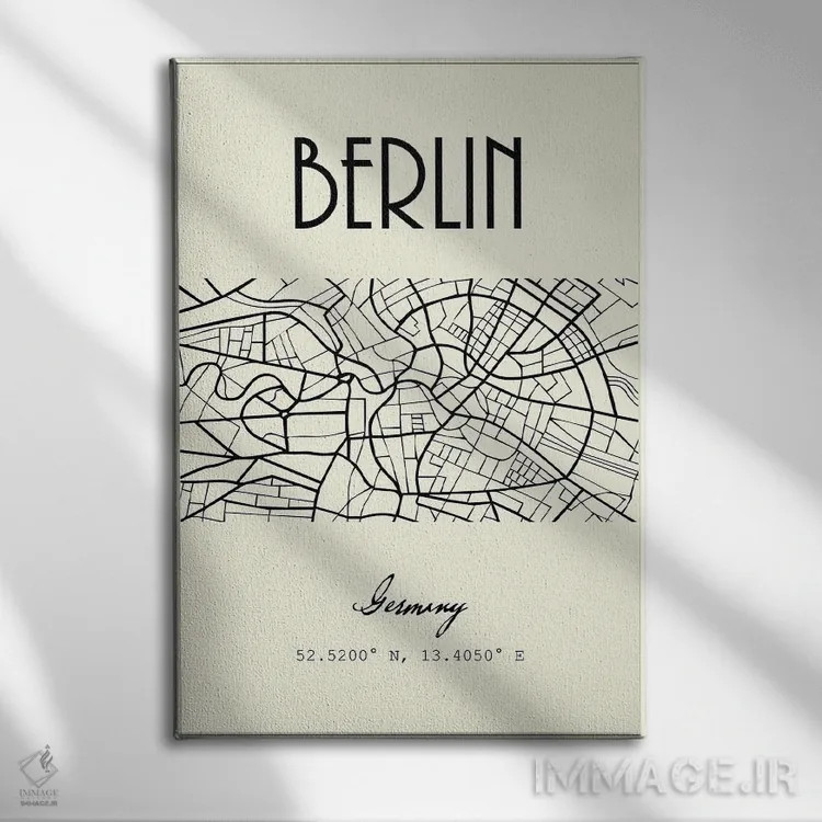 تابلو مدرن نقشه شهر برلین اثر نوردیک پرینت استودیو - نمای روبهرو روی دیوار