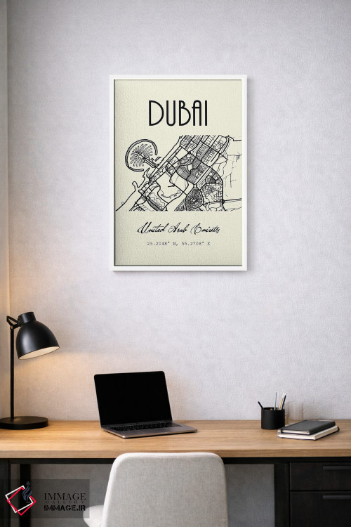 تابلو مدرن نقشه شهر دبی اثر نوردیک پرینت استودیو - D1W