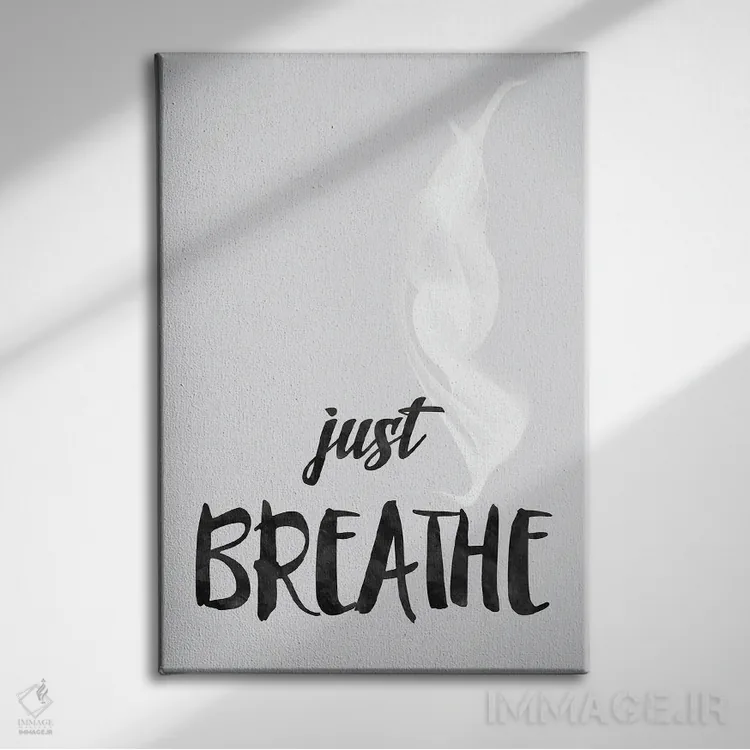تابلو مینیمال فقط نفس بکش اثر نوردیک پرینت استودیو - نمای روبهرو روی دیوار
