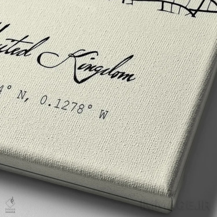 تابلو مدرن نقشه شهر لندن اثر نوردیک پرینت استودیو - نمای نزدیک بافت بوم