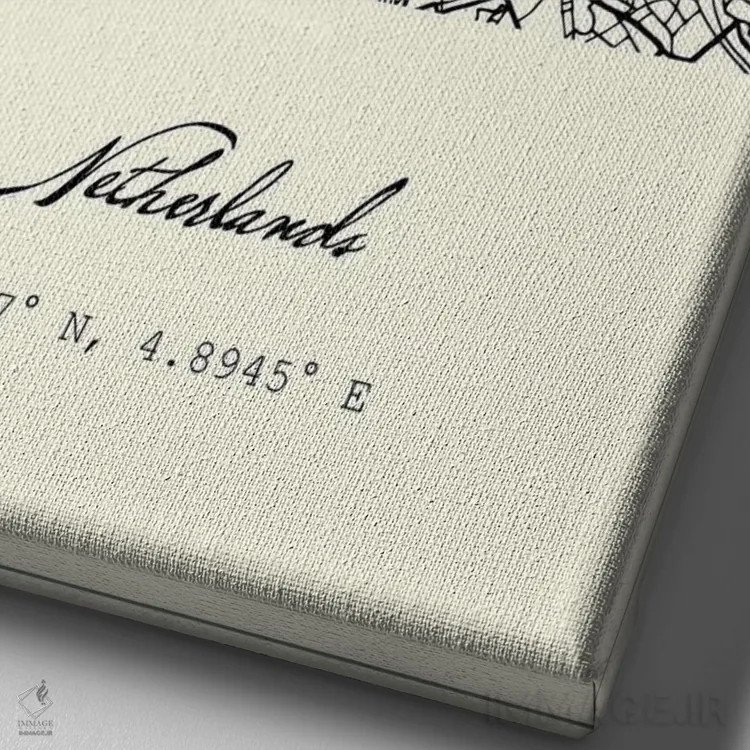 تابلو مدرن نقشه شهر آمستردام اثر نوردیک پرینت استودیو - نمای نزدیک بافت بوم