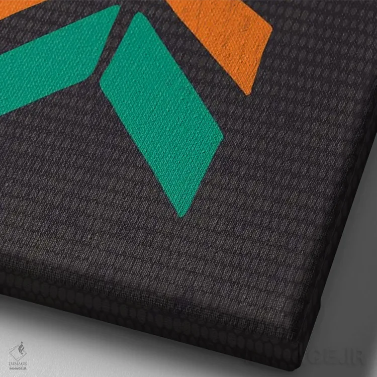 تابلو مینیمال چاپ زیگزاگ رترو با رنگ های میان سده ای اثر نوردیک پرینت استودیو - نمای نزدیک بافت بوم