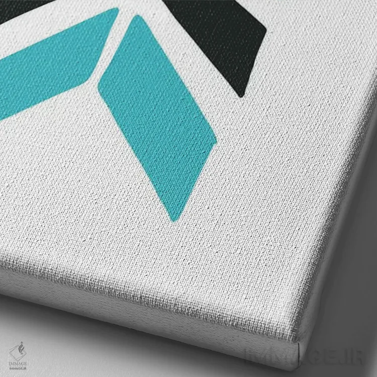 تابلو مینیمال چاپ زیگزاگ رترو فیروزه ای اثر نوردیک پرینت استودیو - نمای نزدیک بافت بوم