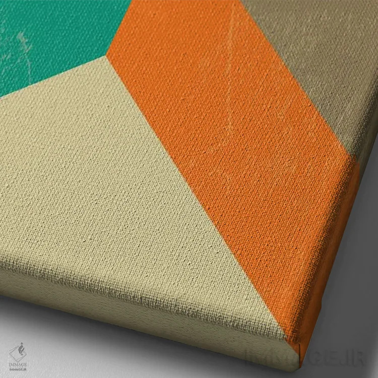 تابلو مینیمال چاپ زیگزاگ میان سده ای اثر نوردیک پرینت استودیو - نمای نزدیک بافت بوم