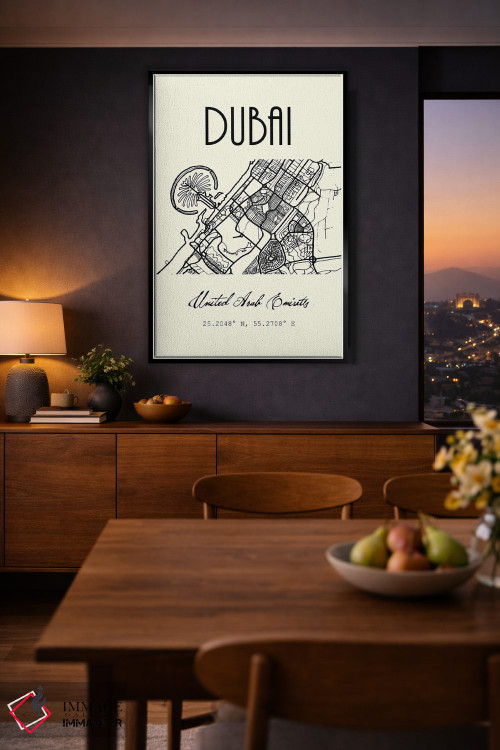 تابلو مدرن نقشه شهر دبی اثر نوردیک پرینت استودیو - D2B