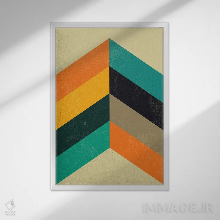 تابلو مینیمال چاپ زیگزاگ میان سده ای اثر نوردیک پرینت استودیو - نمای قابدار سفید