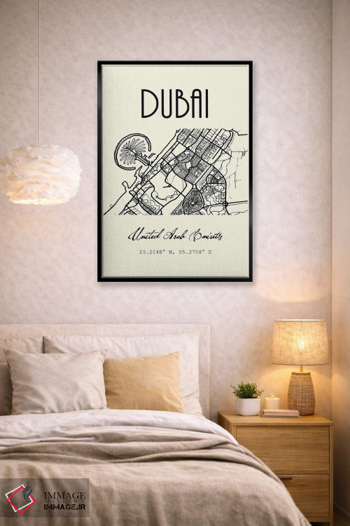تابلو مدرن نقشه شهر دبی اثر نوردیک پرینت استودیو - D3B