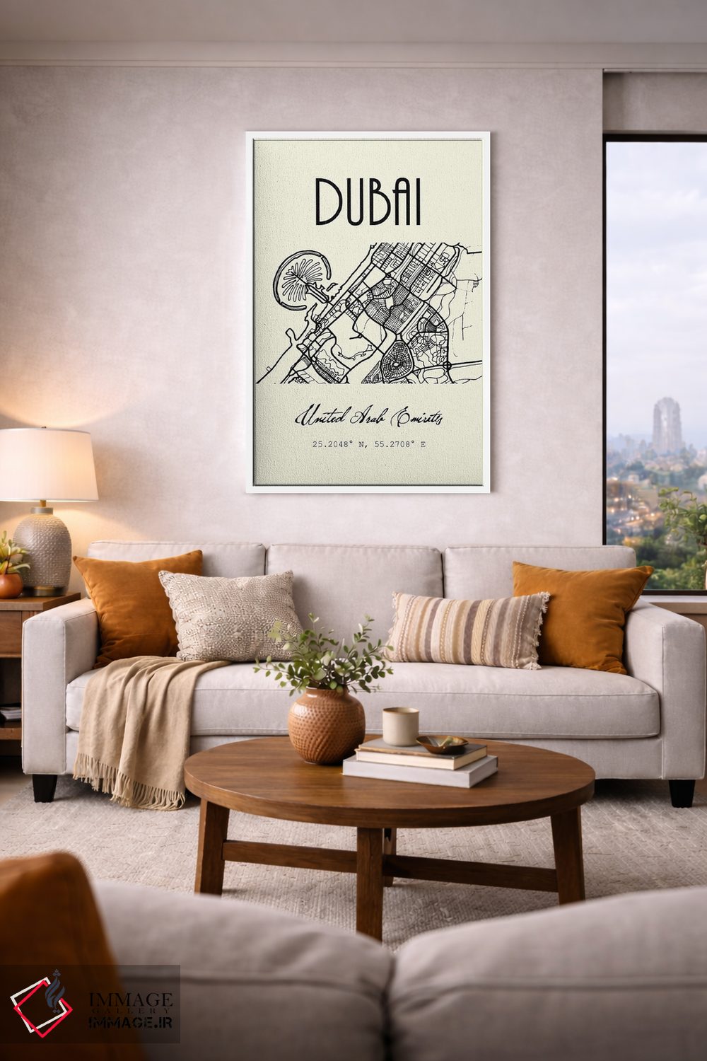 تابلو مدرن نقشه شهر دبی اثر نوردیک پرینت استودیو - D6W