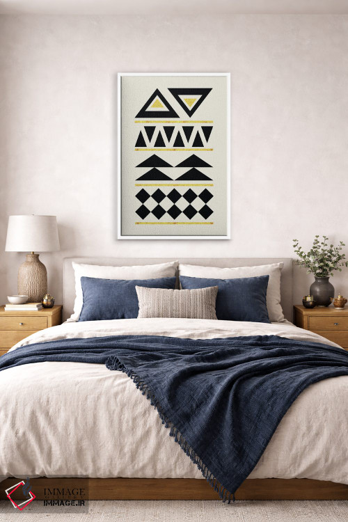 تابلو مینیمال هنر قبیله ای انتزاعی طلایی و مشکی ۴ اثر نوردیک پرینت استودیو - D4W