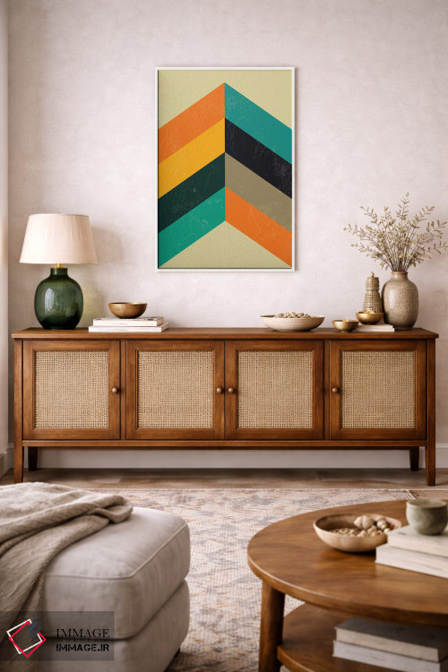 تابلو مینیمال چاپ زیگزاگ میان سده ای اثر نوردیک پرینت استودیو - D2W