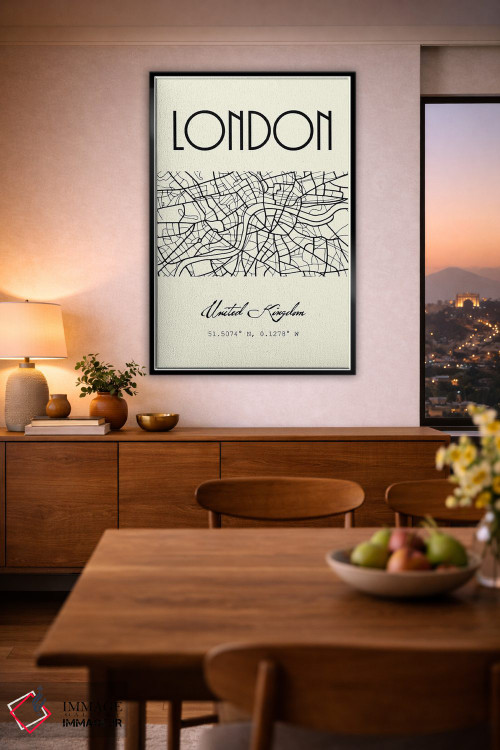 تابلو مدرن نقشه شهر لندن اثر نوردیک پرینت استودیو - D3B