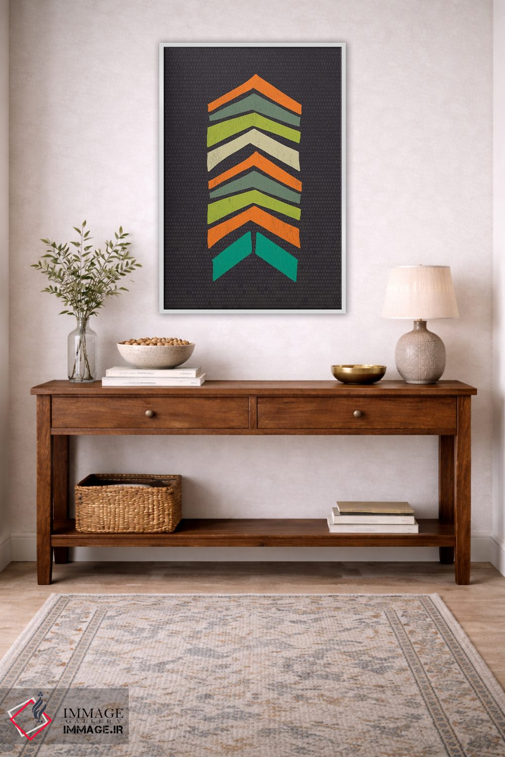تابلو مینیمال چاپ زیگزاگ رترو با رنگ های میان سده ای اثر نوردیک پرینت استودیو - D1W
