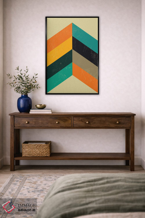 تابلو مینیمال چاپ زیگزاگ میان سده ای اثر نوردیک پرینت استودیو - D3B