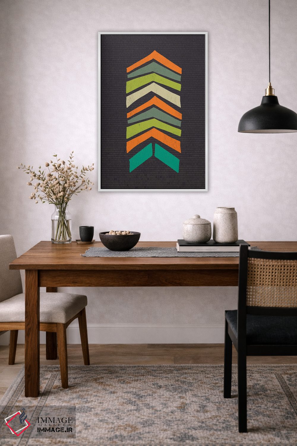 تابلو مینیمال چاپ زیگزاگ رترو با رنگ های میان سده ای اثر نوردیک پرینت استودیو - D2W