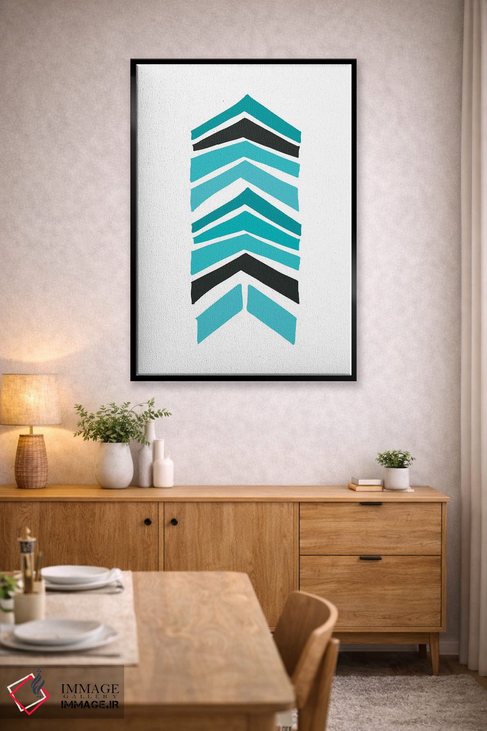 تابلو مینیمال چاپ زیگزاگ رترو فیروزه ای اثر نوردیک پرینت استودیو - D4B