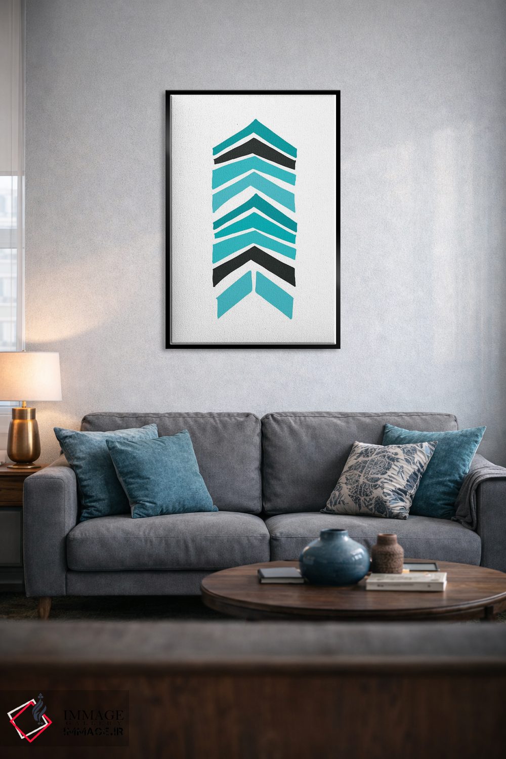 تابلو مینیمال چاپ زیگزاگ رترو فیروزه ای اثر نوردیک پرینت استودیو - D5B