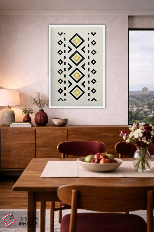 تابلو مینیمال هنر قبیله ای انتزاعی طلایی و مشکی ۲ اثر نوردیک پرینت استودیو - D3W