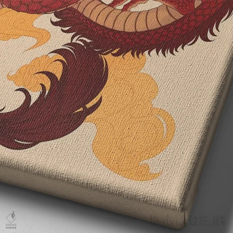 تابلو دکوراتیو اژدهای چینی اثر نورا پوتوورا - نمای نزدیک بافت بوم