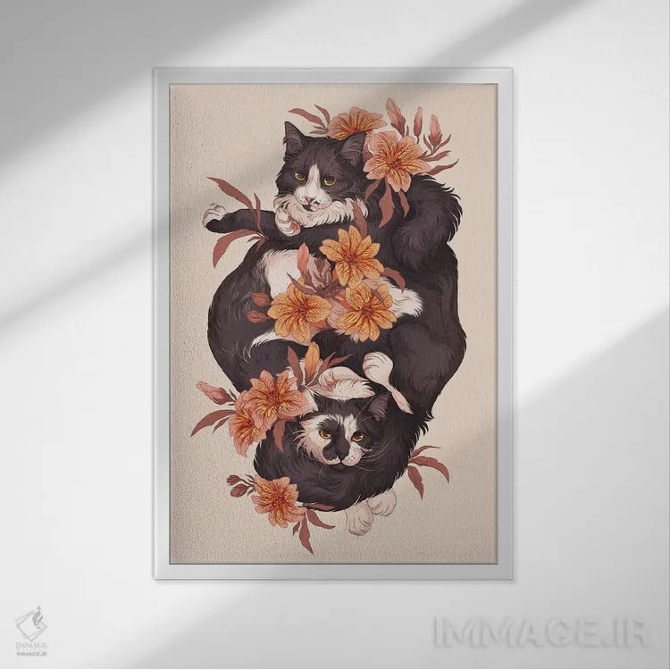 تابلو دکوراتیو سیاه و سفید اثر نورا پوتوورا - نمای قابدار سفید