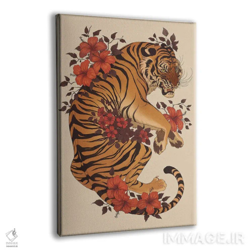 تابلو دکوراتیو ببر هیبیسکوس اثر نورا پوتوورا - نمای پرسپکتیو محصول