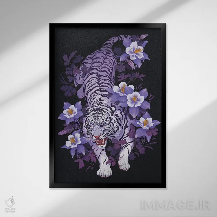 تابلو دکوراتیو سایه های بنفش اثر نورا پوتوورا - نمای قابدار مشکی