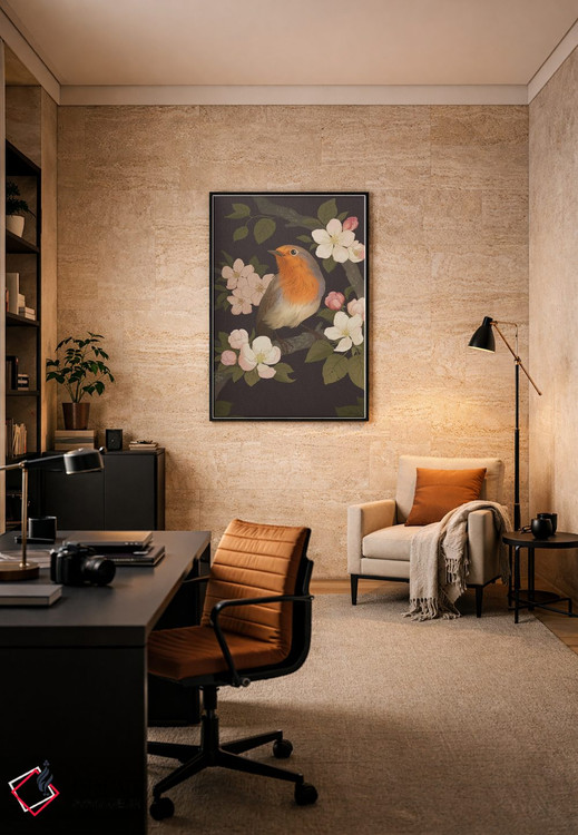 تابلو دکوراتیو سینه سرخ اروپایی اثر نورا پوتوورا - D6B