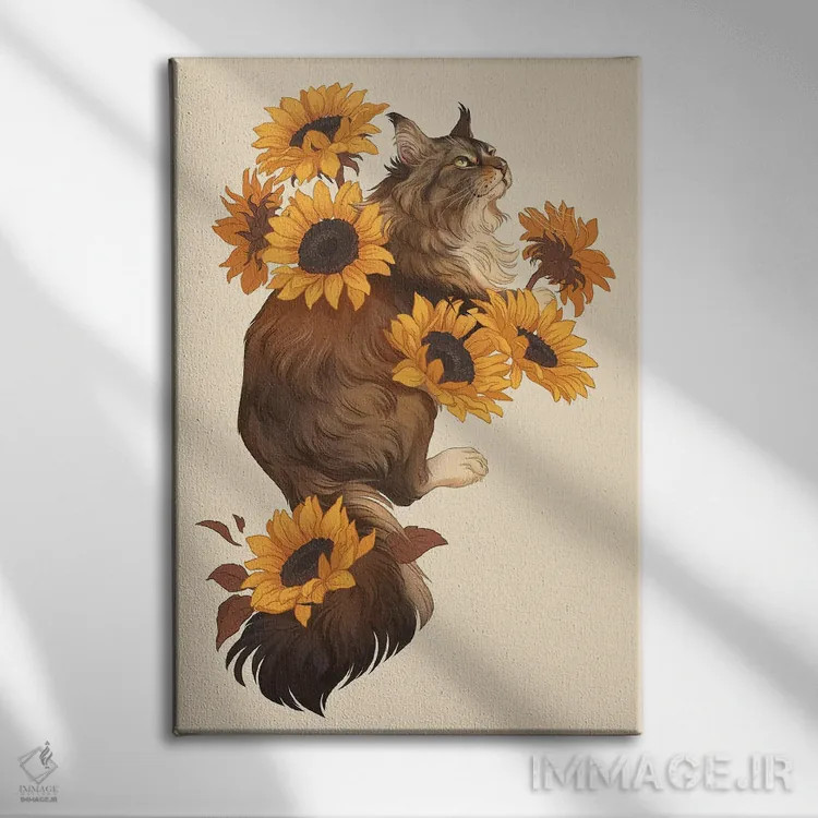 تابلو دکوراتیو آفتابگردان ها اثر نورا پوتوورا - نمای روبهرو روی دیوار