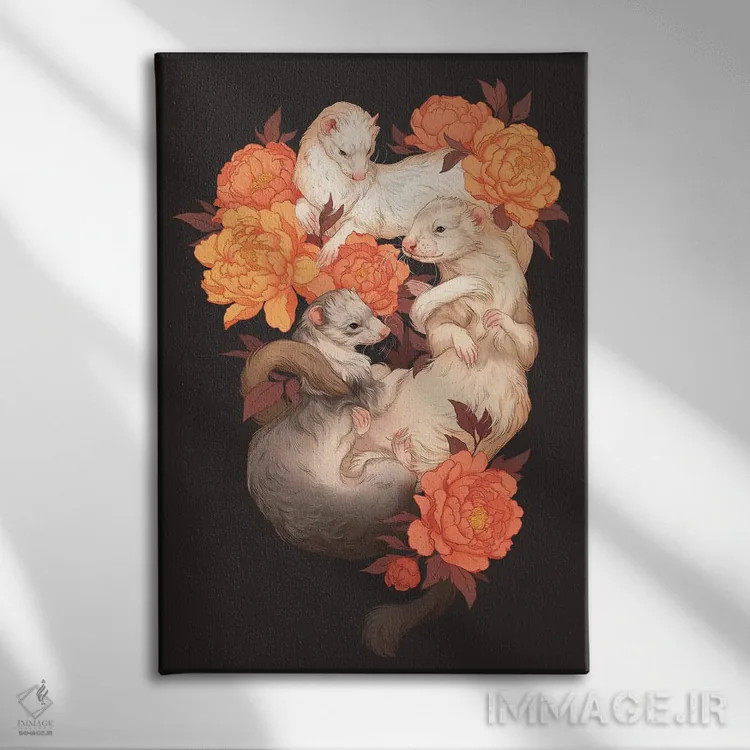 تابلو دکوراتیو برادران درهم تنیده اثر نورا پوتوورا - نمای روبهرو روی دیوار