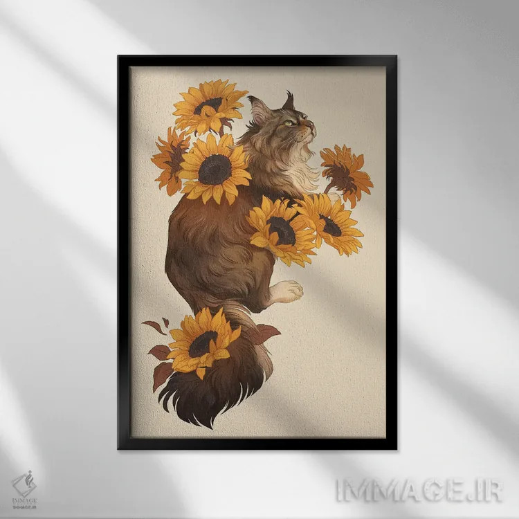 تابلو دکوراتیو آفتابگردان ها اثر نورا پوتوورا - نمای قابدار مشکی