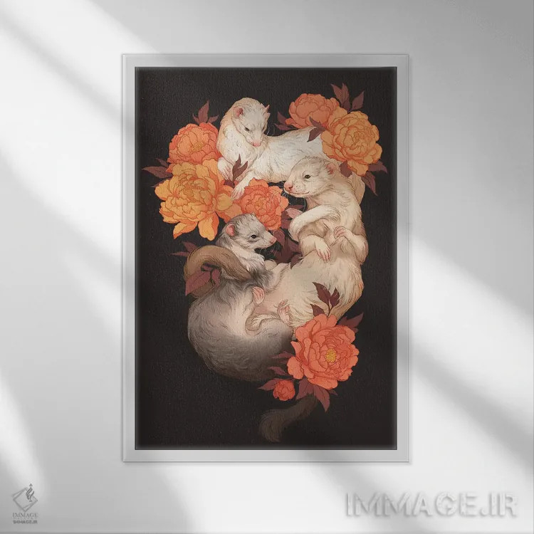 تابلو دکوراتیو برادران درهم تنیده اثر نورا پوتوورا - نمای قابدار سفید