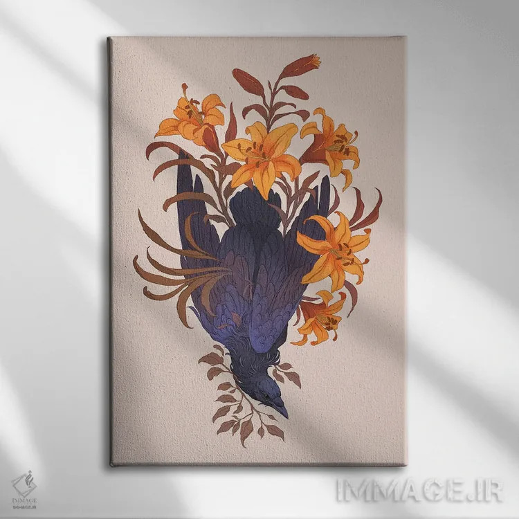 تابلو دکوراتیو در میان زنبق ها اثر نورا پوتوورا - نمای روبهرو روی دیوار