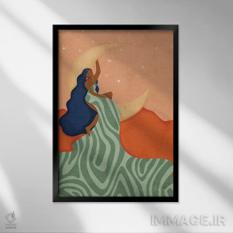 تابلو مینیمال رویابین بزرگ اثر رینا نوریگا - نمای قابدار مشکی