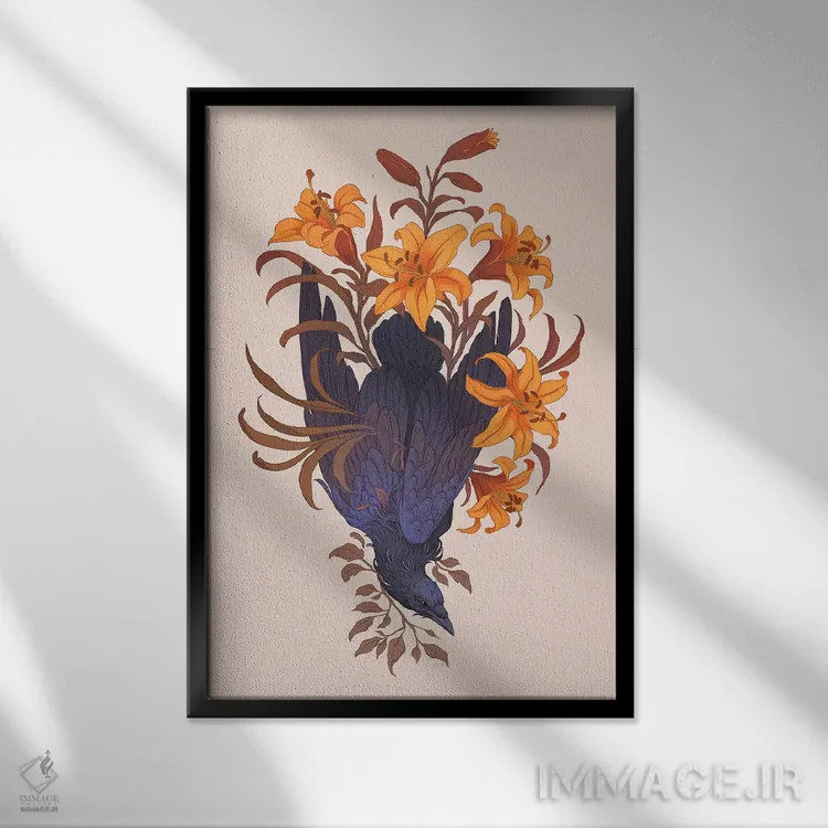 تابلو دکوراتیو در میان زنبق ها اثر نورا پوتوورا - نمای قابدار مشکی