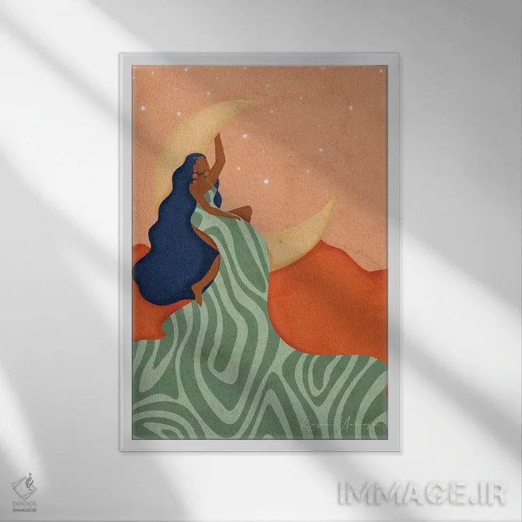 تابلو مینیمال رویابین بزرگ اثر رینا نوریگا - نمای قابدار سفید