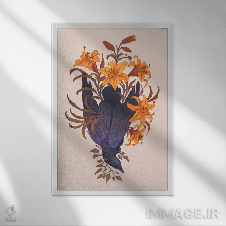 تابلو دکوراتیو در میان زنبق ها اثر نورا پوتوورا - نمای قابدار سفید