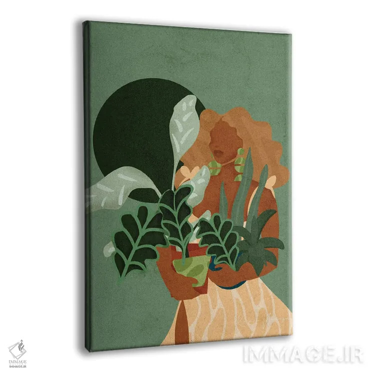 تابلو دکوراتیو بانوی گیاه دوست اثر رینا نوریگا - نمای پرسپکتیو محصول