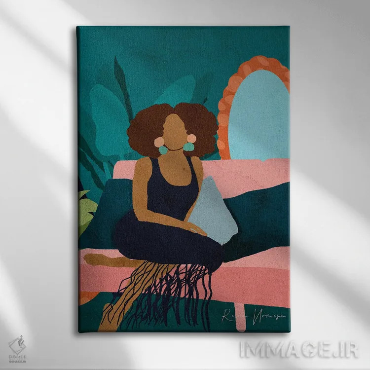 تابلو مینیمال روی کاناپه ام اثر رینا نوریگا - نمای روبهرو روی دیوار