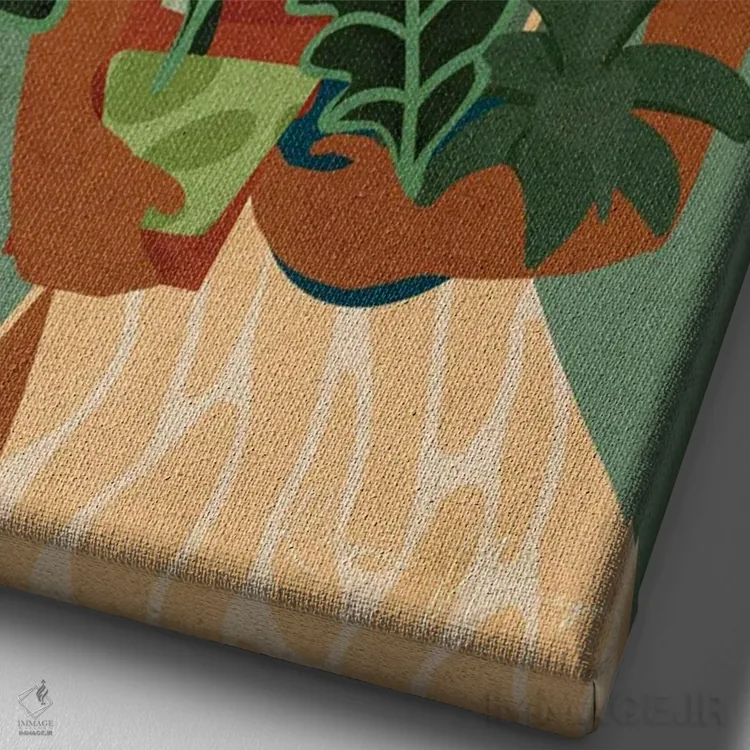 تابلو دکوراتیو بانوی گیاه دوست اثر رینا نوریگا - نمای نزدیک بافت بوم