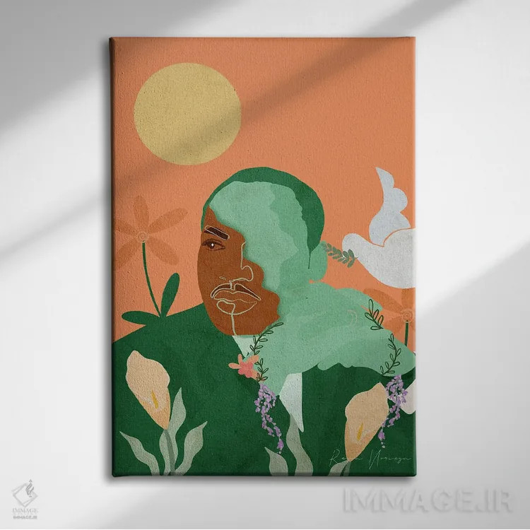 تابلو دکوراتیو مارتین لوتر کینگ اثر رینا نوریگا - نمای روبهرو روی دیوار