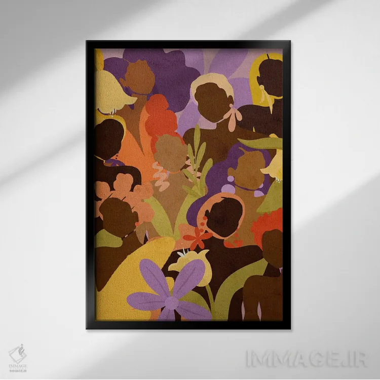 تابلو دکوراتیو شکوفه ما اثر رینا نوریگا - نمای قابدار مشکی