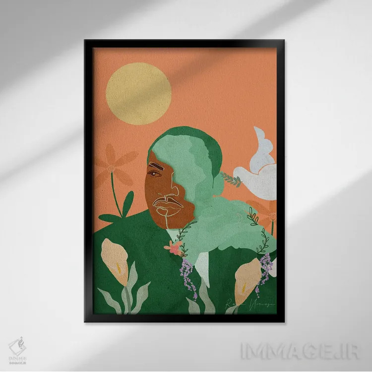 تابلو دکوراتیو مارتین لوتر کینگ اثر رینا نوریگا - نمای قابدار مشکی