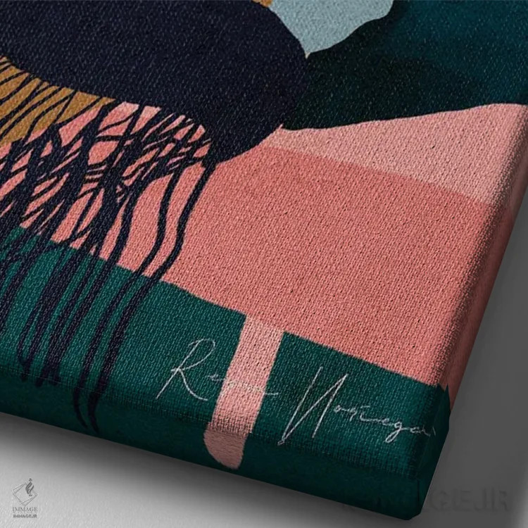 تابلو مینیمال روی کاناپه ام اثر رینا نوریگا - نمای نزدیک بافت بوم