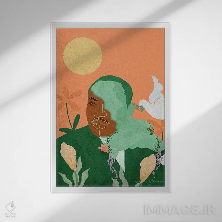 تابلو دکوراتیو مارتین لوتر کینگ اثر رینا نوریگا - نمای قابدار سفید