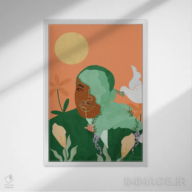 تابلو دکوراتیو مارتین لوتر کینگ اثر رینا نوریگا - نمای قابدار سفید