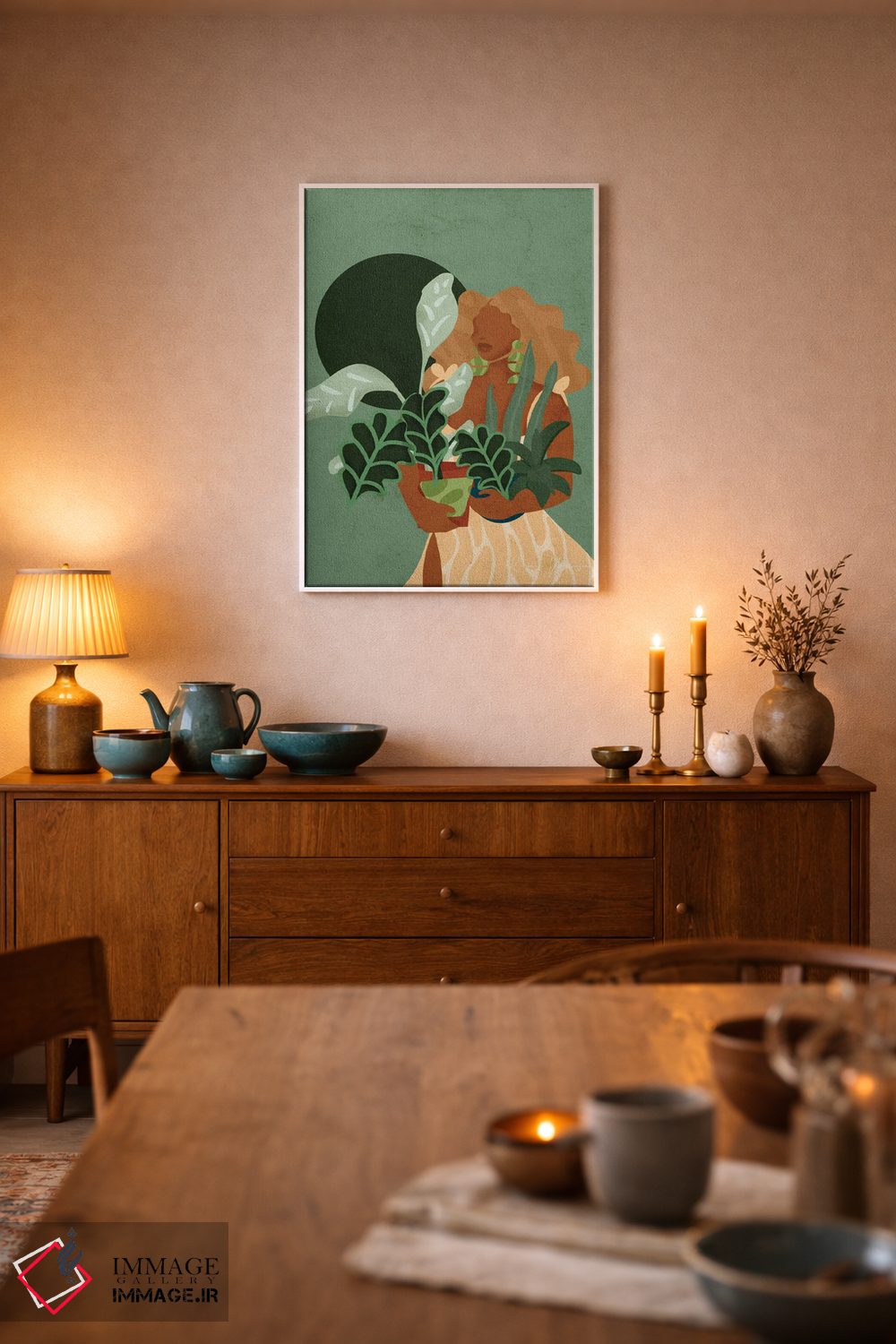 تابلو دکوراتیو بانوی گیاه دوست اثر رینا نوریگا - D5W