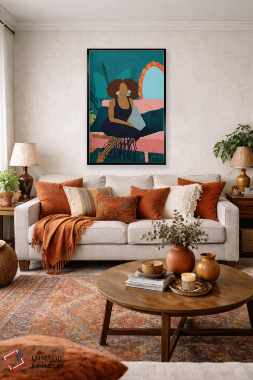 تابلو مینیمال روی کاناپه ام اثر رینا نوریگا - D4B